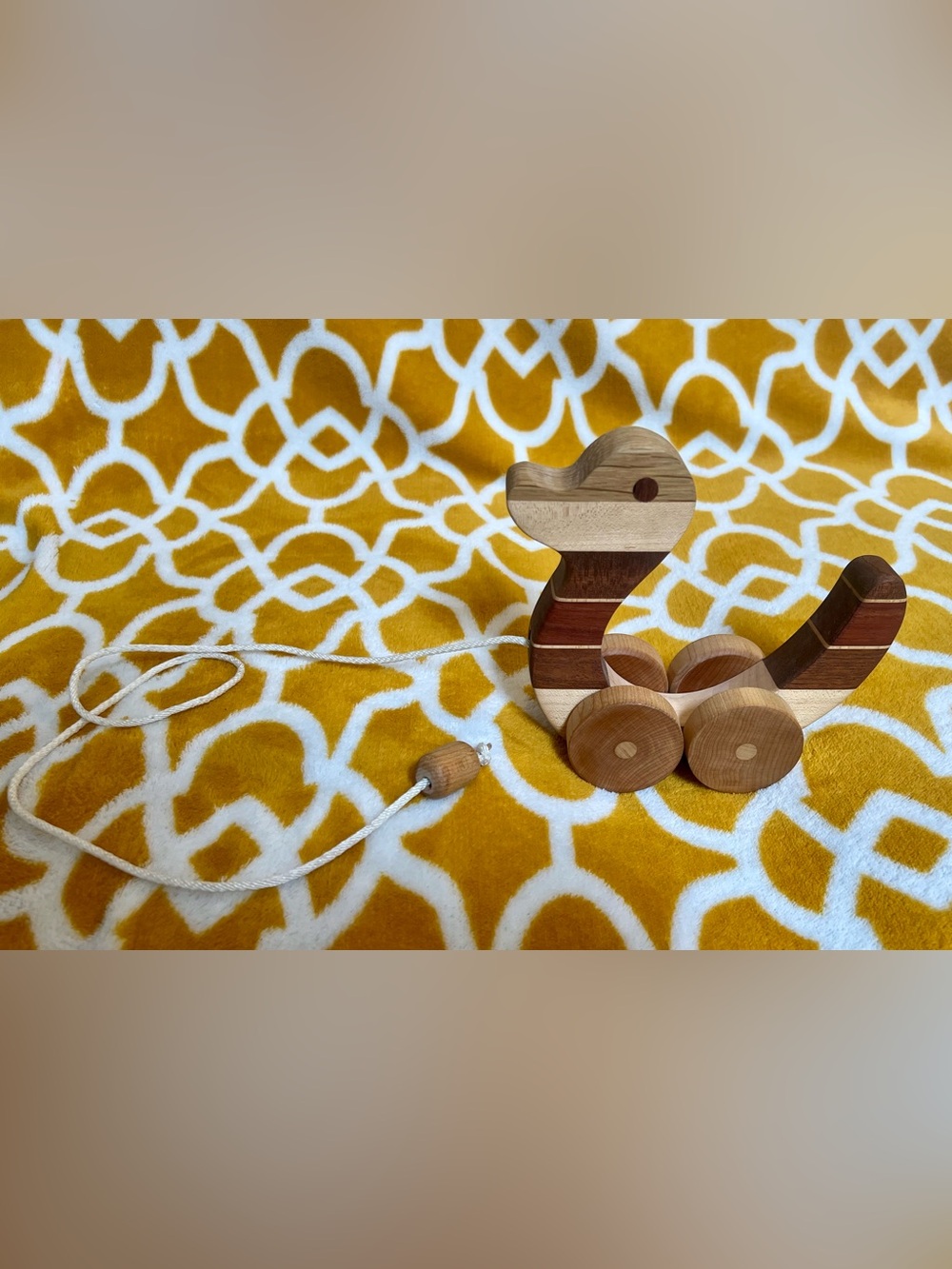 Wooden Pull-Along Duck Toy with String Handle and Rolling Wheels, Pull Toy